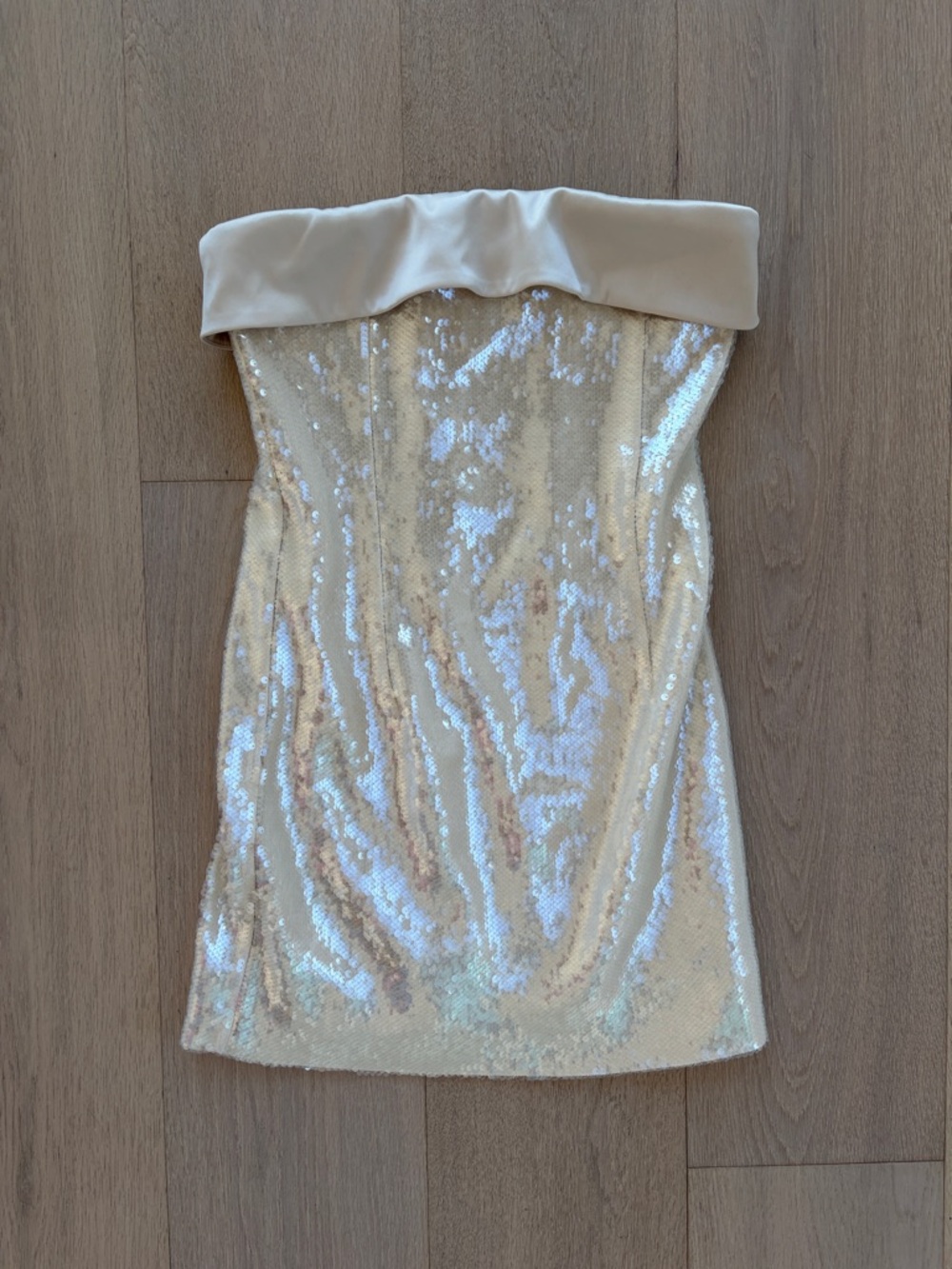 Club L London Strapless Sequin Mini Dress in Champagne